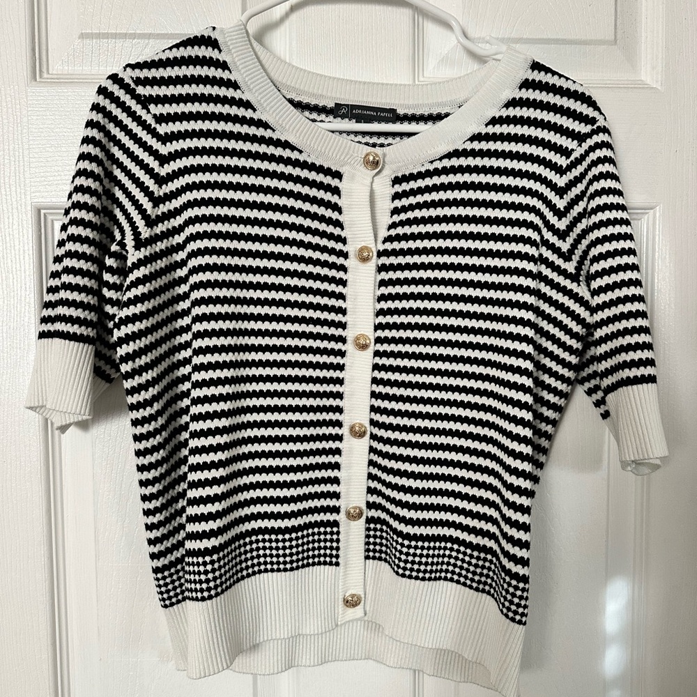 Adrianna Papell Black and White Knit Cardigan